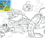 Coloriage Les habitants de la mer de cartoon avec mod&egrave;le