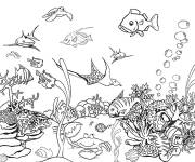 Coloriage Monde sous-marin avec beaucoup de cr&eacute;ature de la mer