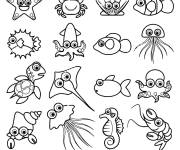 Coloriage et dessins gratuit Petits animaux de la mer à imprimer
