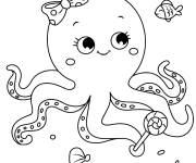 Coloriage et dessins gratuit Pieuvre dans la mer de cartoon à imprimer