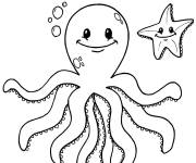 Coloriage et dessins gratuit Pieuvre et &eacute;toile de mer à imprimer