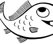 Coloriage et dessins gratuit poisson rouge de la mer à imprimer