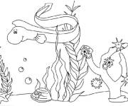 Coloriage Serpent de mer en noir et blanc