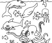 Coloriage Vie marine riche des animaux