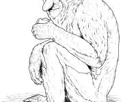 Coloriage Singe Nasique menac&eacute;