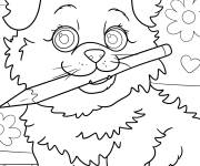 Coloriage Adorable chiot tout poilu s'amuse