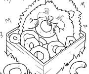 Coloriage Adorable porc-&eacute;pic mange des friandises