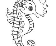 Coloriage Animal marin mignon Hippocampe