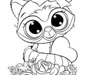 Coloriage Animal trop mignon parmi les fleurs