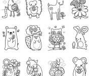 Coloriage Animaux adorables de la for&ecirc;t