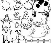 Coloriage Animaux mignons de la ferme