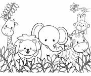 Coloriage Animaux mignons de la Savane pour maternelle