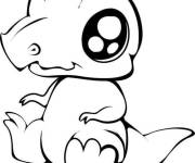 Coloriage Beau petit dinosaure mignon