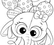 Coloriage B&eacute;b&eacute; &eacute;l&eacute;phant tenant des balloons