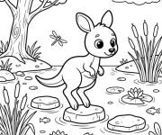 Coloriage B&eacute;b&eacute; kangourou mignon