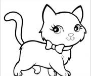 Coloriage Belle chat au marche