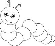 Coloriage Chenille mignonne pour maternelle