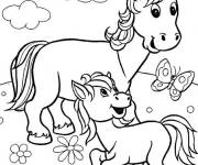 Coloriage Cheval et le poulain mignons