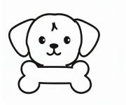 Coloriage Chien mignon devant un os