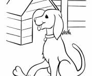 Coloriage Chienne mignonne devant la maison