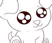 Coloriage Chiot kawaii trop mignon