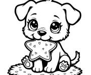 Coloriage Chiot mignon avec une &eacute;toile