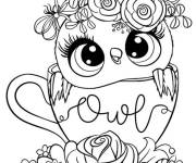 Coloriage Chouette fleuri mignonne