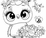 Coloriage Chouette magique tenant un panier