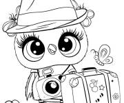 Coloriage Chouette mignonne se pr&eacute;pare le voyage