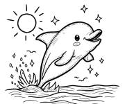 Coloriage Dauphin mignon saute
