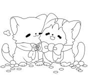 Coloriage Deux chatons mignons sui s'amusent