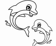 Coloriage Deux dauphins adorables