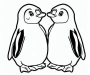 Coloriage Deux pingouins mignons
