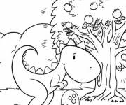 Coloriage Dinosaure Mignon devant un oeuf