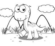Coloriage Dinosaure mignon style dessin anim&eacute;