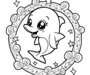 Coloriage Emoji d'un dauphin mignon