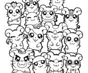 Coloriage Famille des hamsters mignons