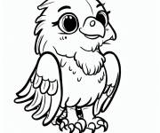 Coloriage Gentil aigle en noir et blanc