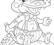 Coloriage Gentil Crocodile en costume