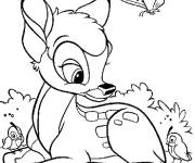 Coloriage Gentil petit cerf mignon dans la foret