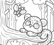 Coloriage Gu&eacute;pard et papillon mignon