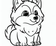 Coloriage Husky aimable assis