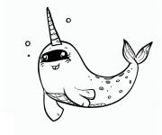 Coloriage Narval animal adorable