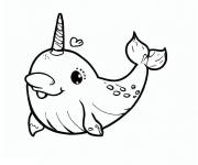 Coloriage Narval mignon qui sourit