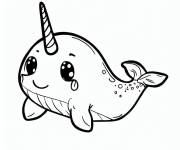 Coloriage Narval mignonne qui pleure