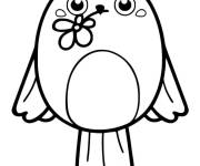 Coloriage Oiseau mignon en tenant une fleur