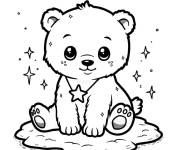 Coloriage Ourson mignon sur une nuage