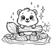 Coloriage Petit castor mignon