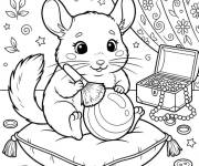 Coloriage Petit chinchilla mignon de dessin anim&eacute;