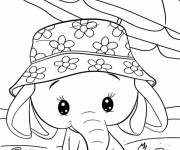 Coloriage Petit &eacute;l&eacute;phant s'amuse sur la plage